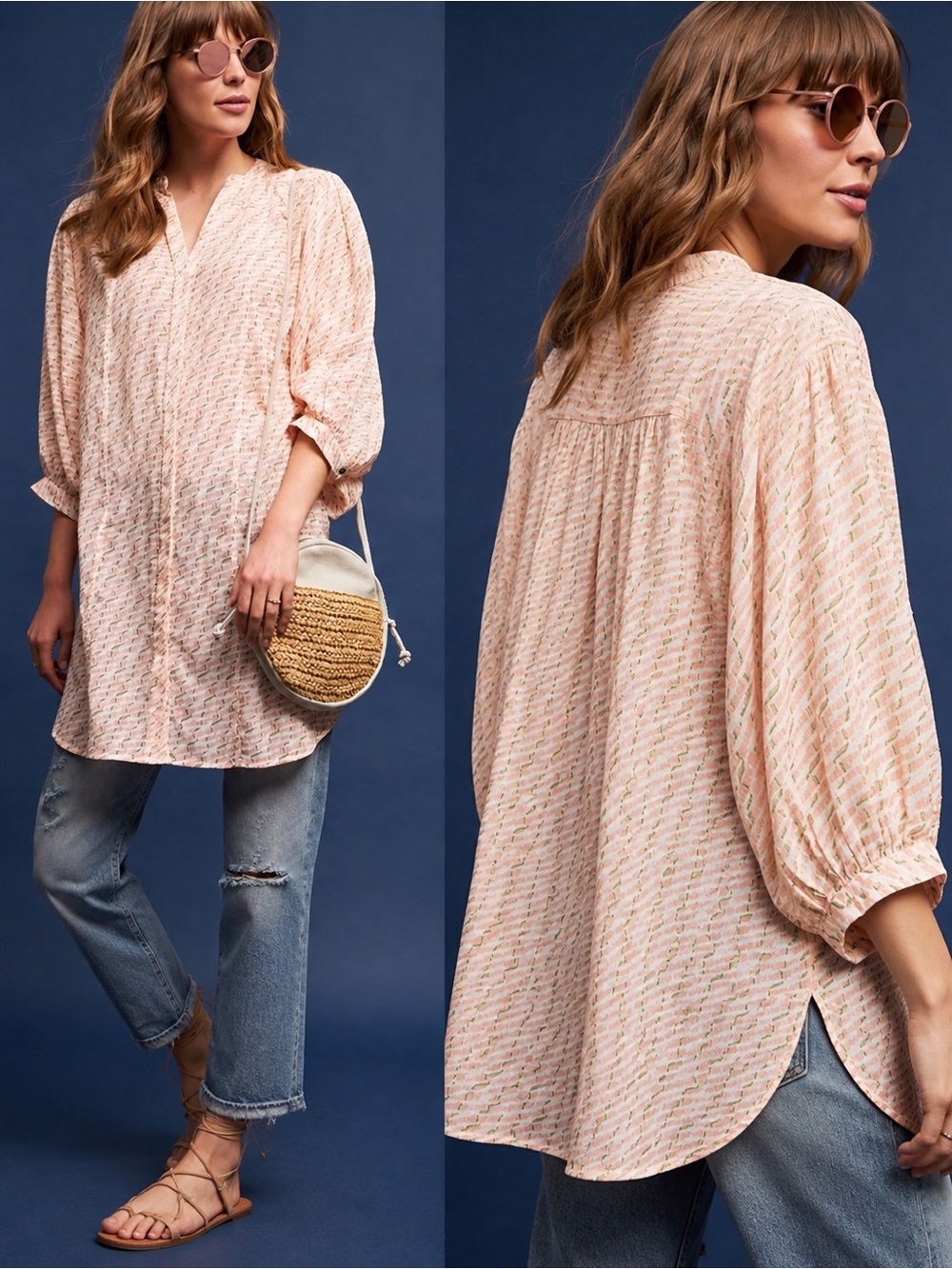 Anthropologie Maeve Lena Yarn-Dyed Tunic Top
